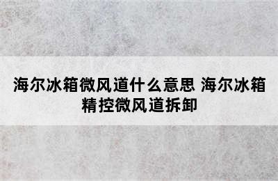 海尔冰箱微风道什么意思 海尔冰箱精控微风道拆卸